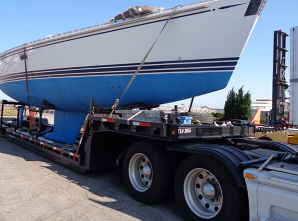 by road ship yacht transport
